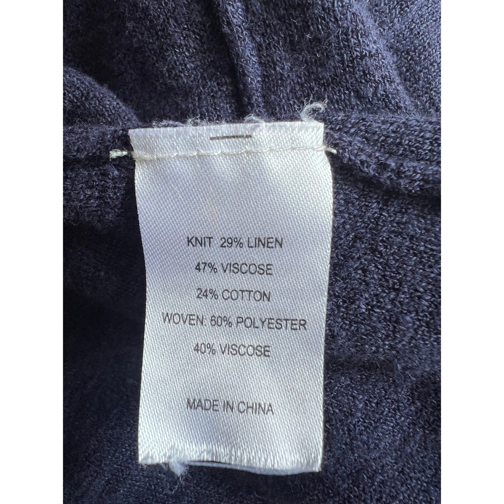 Anthropologie Navy Blue Long Cardigan OS Boho Coastal Grandma Travel Linen Blend - Picture 7 of 9